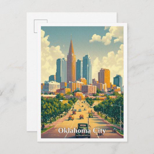 Oklahoma City Art Vintage Reisevorführung Postkarte (Vorne/Hinten)