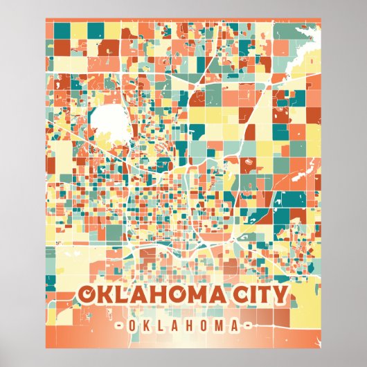 Oklahoma City bunt map retro Vintag USA Poster (Vorne)