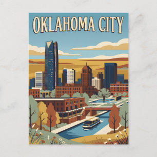 Oklahoma City Downtown-Skyline Vintage-Plakat Postkarte