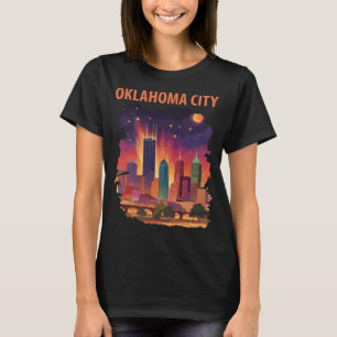Oklahoma City Neon-Skyline Retro-Reise T-Shirt