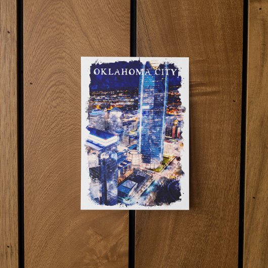 Oklahoma City Night View Postkarte