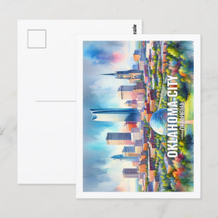 Oklahoma City Oklahoma Berühmte Reise Aquarell Postkarte