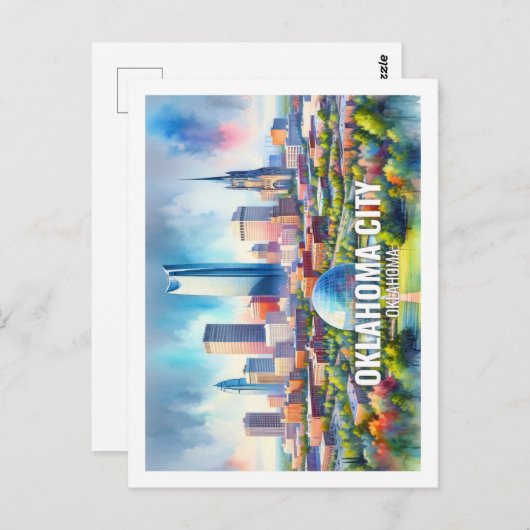 Oklahoma City Oklahoma Famous Travel Water Color Postkarte (Vorne/Hinten)