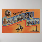 Oklahoma City, Oklahoma - Große Briefmarkenszenen Poster (Vorne)