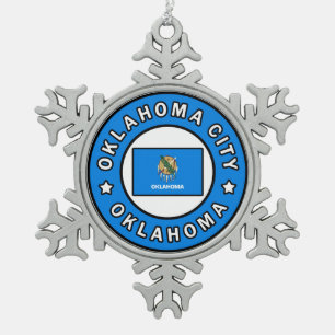Oklahoma City Oklahoma Schneeflocken Zinn-Ornament