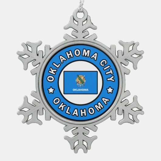 Oklahoma City Oklahoma Schneeflocken Zinn-Ornament (Vorderseite)