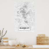 Oklahoma City, Oklahoma (schwarz auf weiß) Poster (Küche)