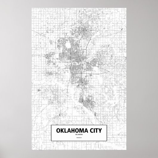 Oklahoma City, Oklahoma (schwarz auf weiß) Poster (Vorne)