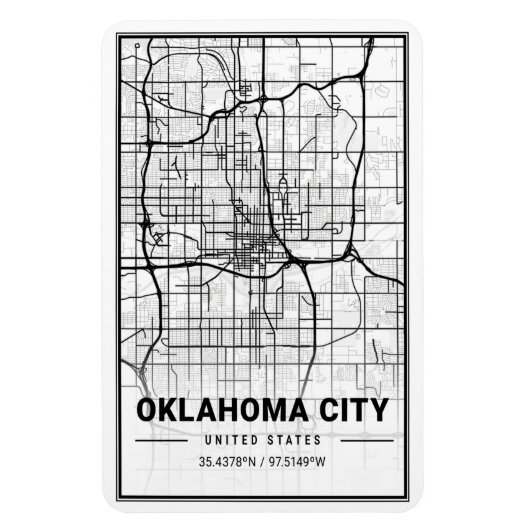 Oklahoma City Oklahoma USA Travel City Map Poster Magnet (Vertikal)