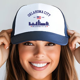 Oklahoma City Patriotic Skyline Baseball Cap Truckerkappe