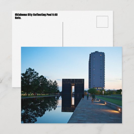 Oklahoma City Reflection Pool Gate 9:03 Postkarte (Vorne/Hinten)