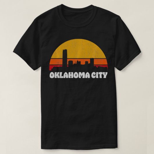 Oklahoma City Retro Sunset Skyline Oklahoma City T-Shirt (Design vorne)