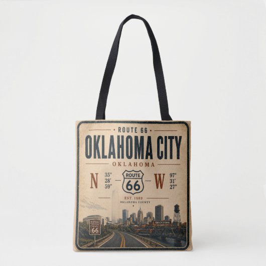 Oklahoma City Route 66 Carryall wird zu Tasche (Vorderseite)