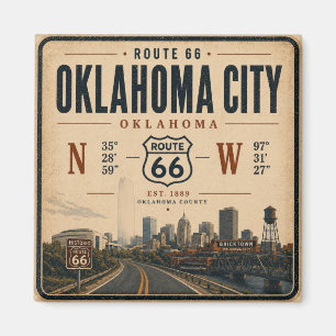 Oklahoma City Route 66 Koordinaten Andenken Magnet