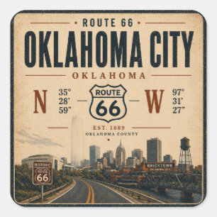 Oklahoma City Route 66 Koordinaten Aufkleber
