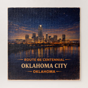 Oklahoma City Route 66 Skyline Spiel Nacht Geschen Puzzle