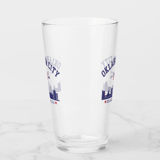 Oklahoma City Skyline Beer Glass with U.S. Flag Glas (Links)