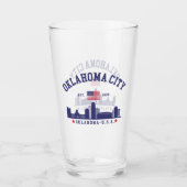Oklahoma City Skyline Beer Glass with U.S. Flag  Glas (Vorderseite)