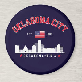 Oklahoma City Skyline & Flag Souvenir  Magnet