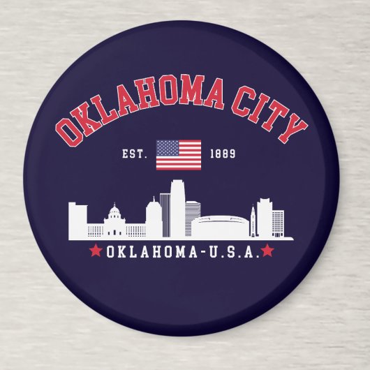 Oklahoma City Skyline & Flag Souvenir  Magnet