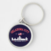 Oklahoma City Skyline & Flag Souvenir Schlüsselanhänger (Vorne)