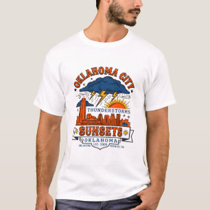 Oklahoma City-Skyline-Gewitter und Sonnenuntergäng T-Shirt