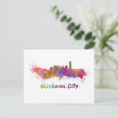 Oklahoma City skyline im Watercolor Postkarte (Stehend Vorderseite)