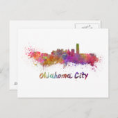 Oklahoma City skyline im Watercolor Postkarte (Vorne/Hinten)