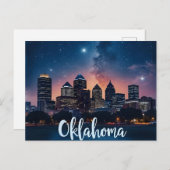 Oklahoma City Skyline in der Nacht | Moderne Stadt Postkarte (Vorne/Hinten)