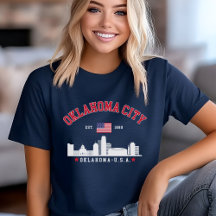 Oklahoma City Skyline with American Flag 