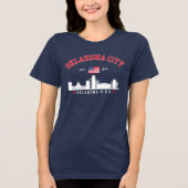 Oklahoma City Skyline with American Flag Tri-Blend Shirt (Vorderseite)