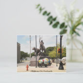 Oklahoma City Stockyards Büffel und Cowboy Postkarte (Stehend Vorderseite)