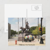 Oklahoma City Stockyards Büffel und Cowboy Postkarte (Vorne/Hinten)