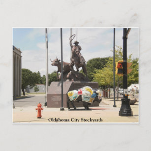 Oklahoma City Stockyards Büffel und Cowboy Postkarte