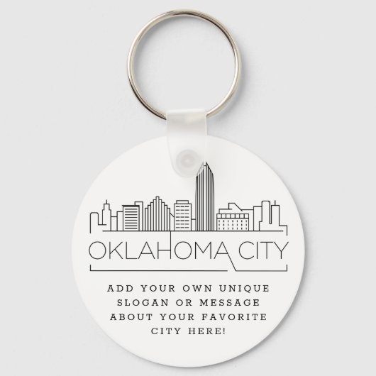 Oklahoma City Stylized Skyline | Benutzerdefiniert Schlüsselanhänger (Vorderseite)