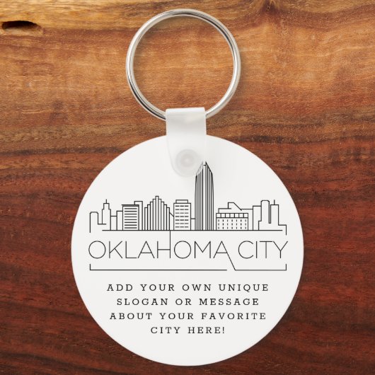 Oklahoma City Stylized Skyline | Benutzerdefiniert Schlüsselanhänger (Vorderseite)