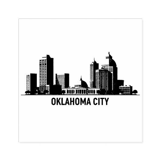 Oklahoma City Stylized Skyline Gummistempel (Prägung)