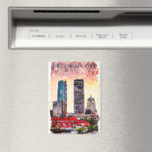 Oklahoma City Wasserfarbe Stadt Silhouette Malerei Magnet (In Situ (Geschirrspüler))