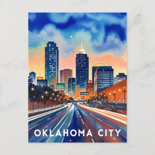 Oklahoma City Wasserfarben-Skyline Postkarte