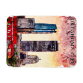 Oklahoma City Watercolor Skyline Malerei Magnet (Horizontal)