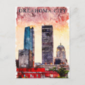 Oklahoma City Watercolor Skyline Malerei Postkarte (Vorderseite)