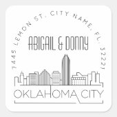 Oklahoma City Wedding Pre-Addressed Umschlag Aufkl Quadratischer Aufkleber (Vorderseite)