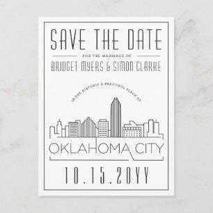 Oklahoma City Wedding   Skyline Save the Date Postkarte