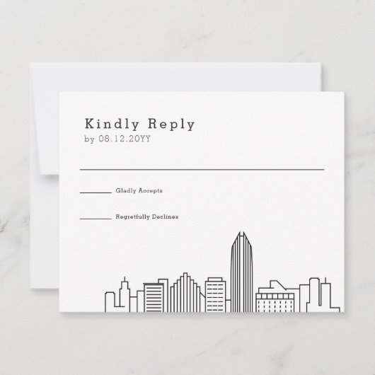 Oklahoma City Wedding | Stilisierte Skyline-UAWG RSVP Karte (Vorderseite)