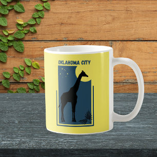 Oklahoma City Zoo Park Vintage Giraffe Gelb Blau Kaffeetasse