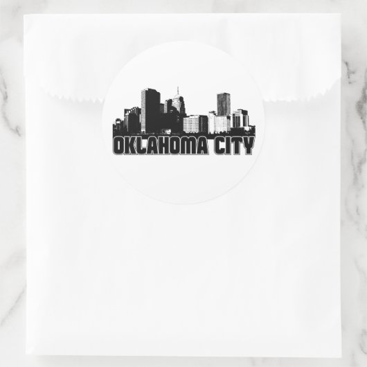 Oklahoma- CitySkyline Runder Aufkleber (Tasche)