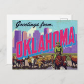 Oklahoma Cowboy Cattle City Postkarte (Vorne/Hinten)