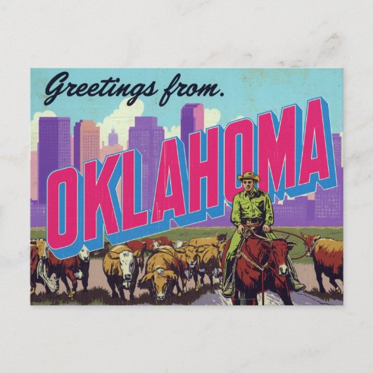 Oklahoma Cowboy Cattle City Postkarte (Vorderseite)