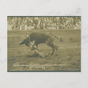 Oklahoma Culy beim Bulldoggen. Postkarte