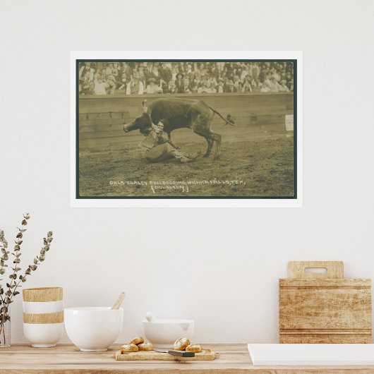 Oklahoma Culy Bulldogging. Poster (Küche)